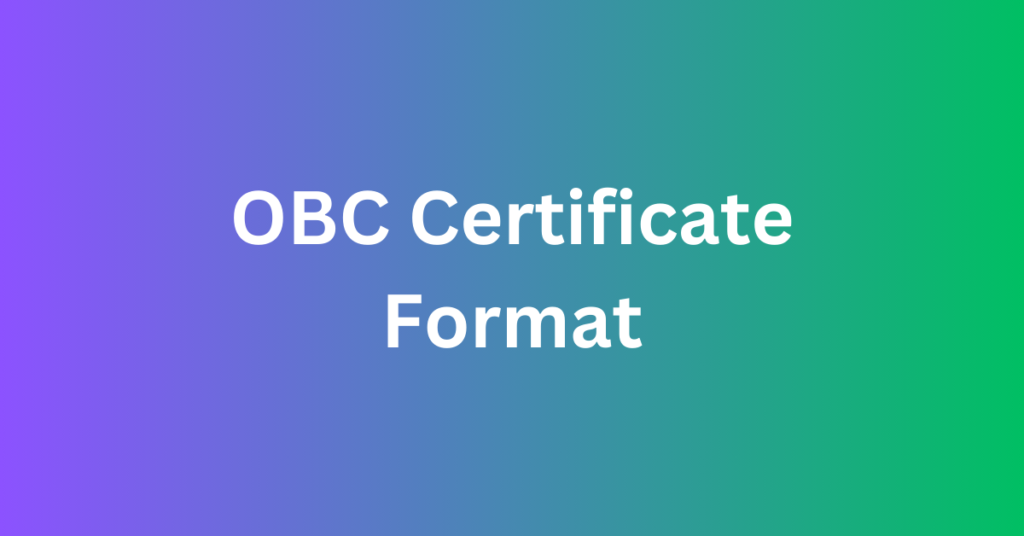 OBC Certificate Format