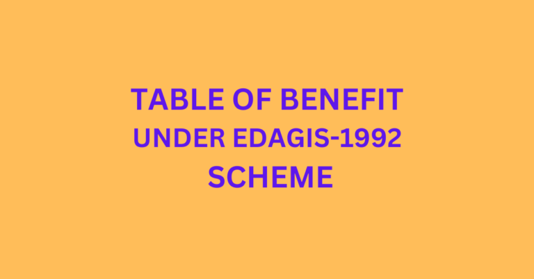 TABLE OF BENEFIT UNDER EDAGIS-1992 SCHEME
