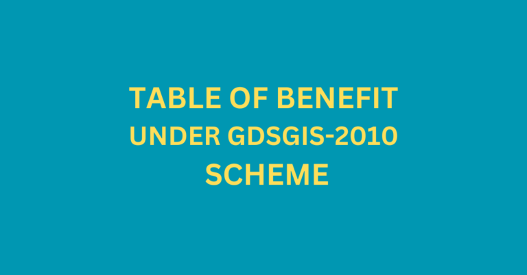 TABLE OF BENEFIT UNDER GDSGIS-2010 SCHEME
